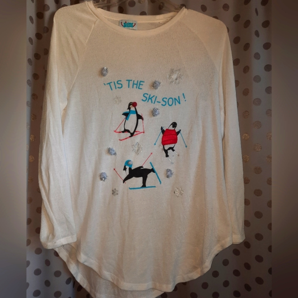 ROCKIN AROUND Penguins Skiing Lightweight Sweater XL - Winter Ready